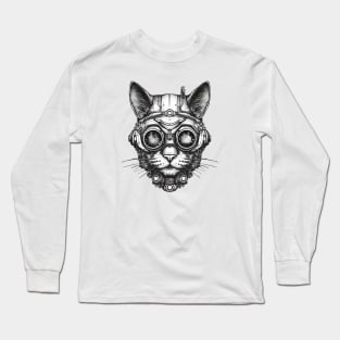 Dark cyberpunk cat Long Sleeve T-Shirt